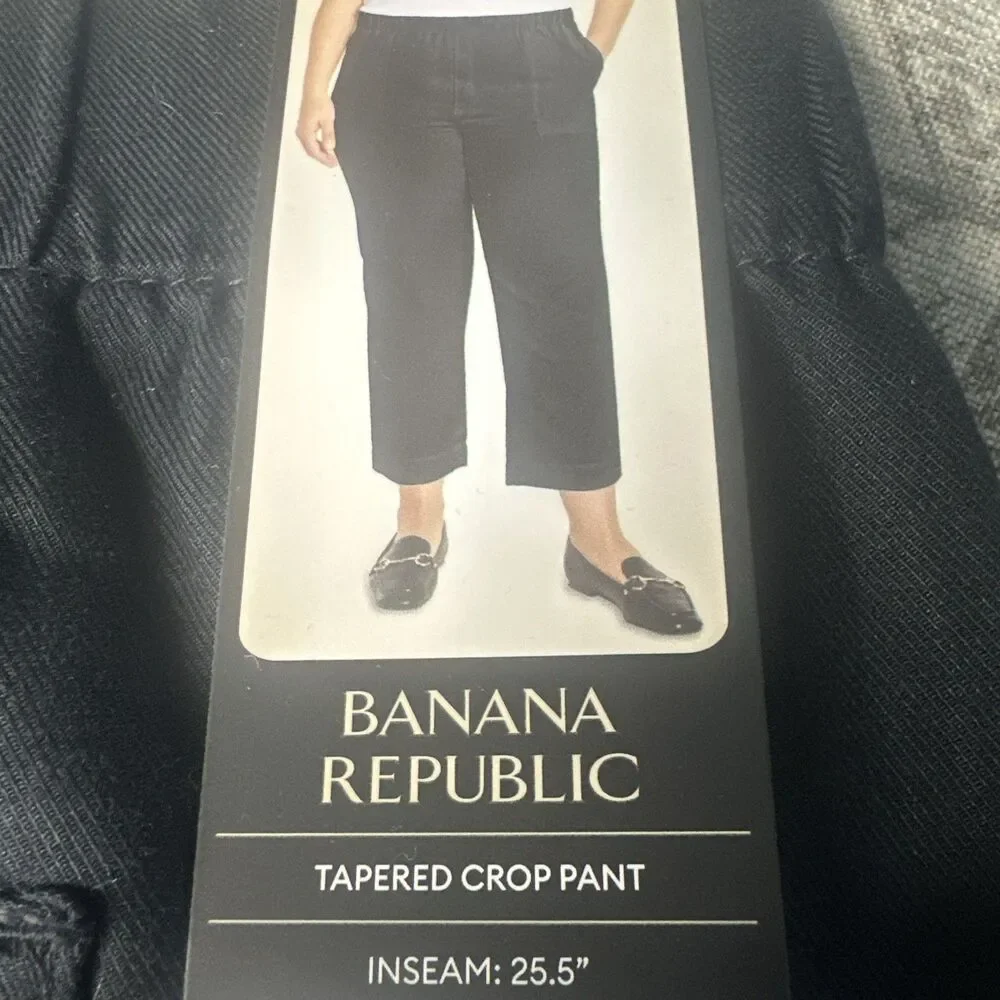 Banana Republic Linen Blend Tapered Crop Pull-On Pant - XXL - BLACK